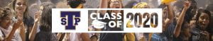 Stony Point HS "Class of 2020" logo with collage of students in the background