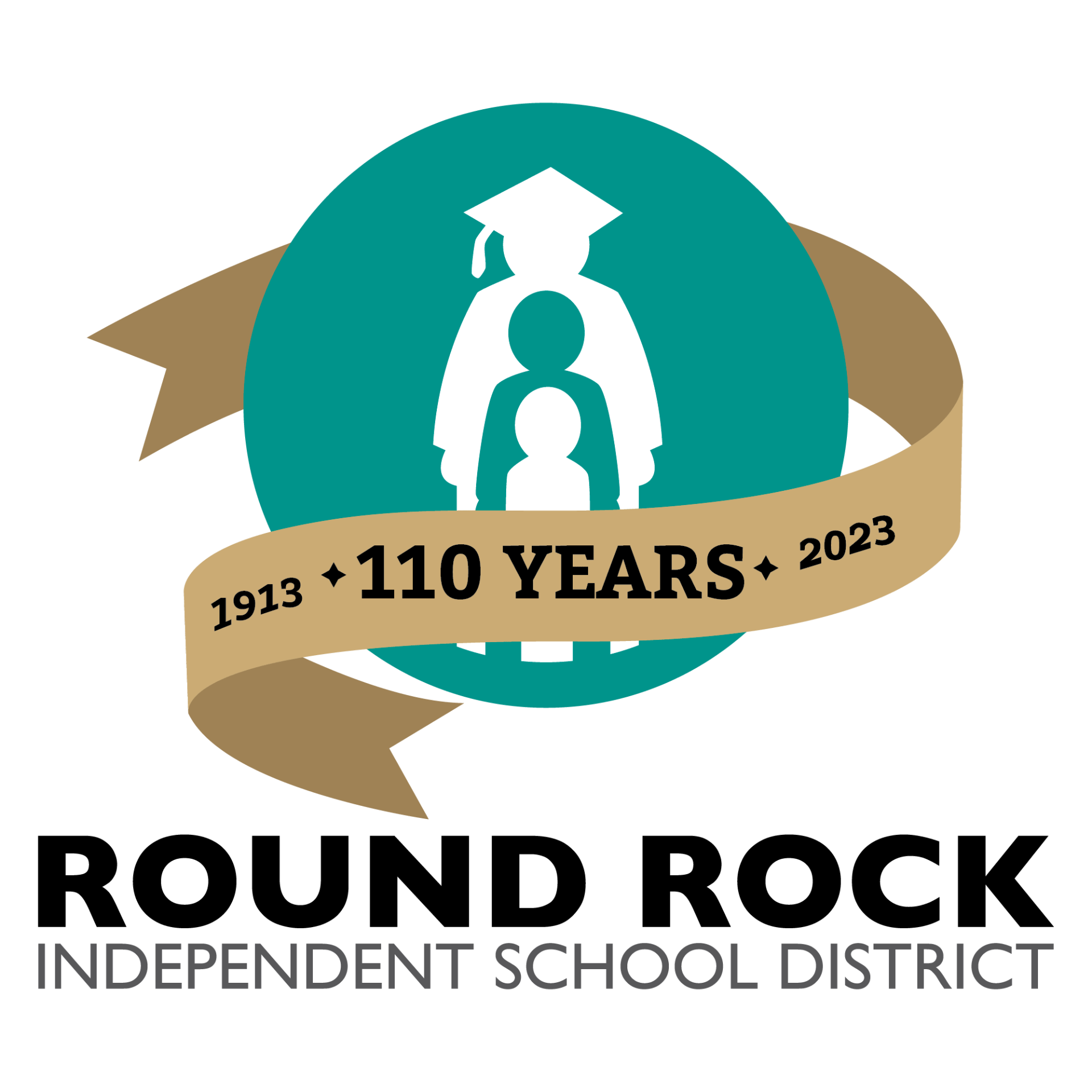 Round Rock ISD 100 year logo. 1913 to 2023.